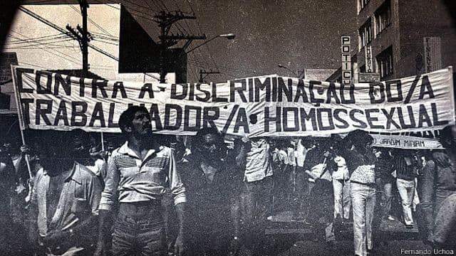 Marcha com faixa “Contra a discriminação do/a trabalhador/a homossexual”