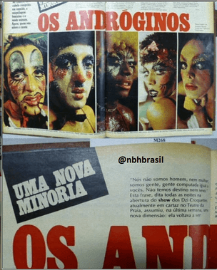 Reportagem “Os andróginos” sobre uma nova minoria, com cinco pessoas maquiadas