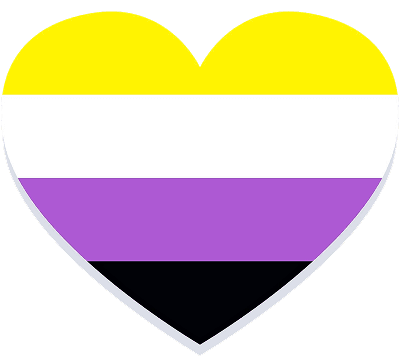 Imagem ilustrativa de um coração com as cores da não-binariedade
