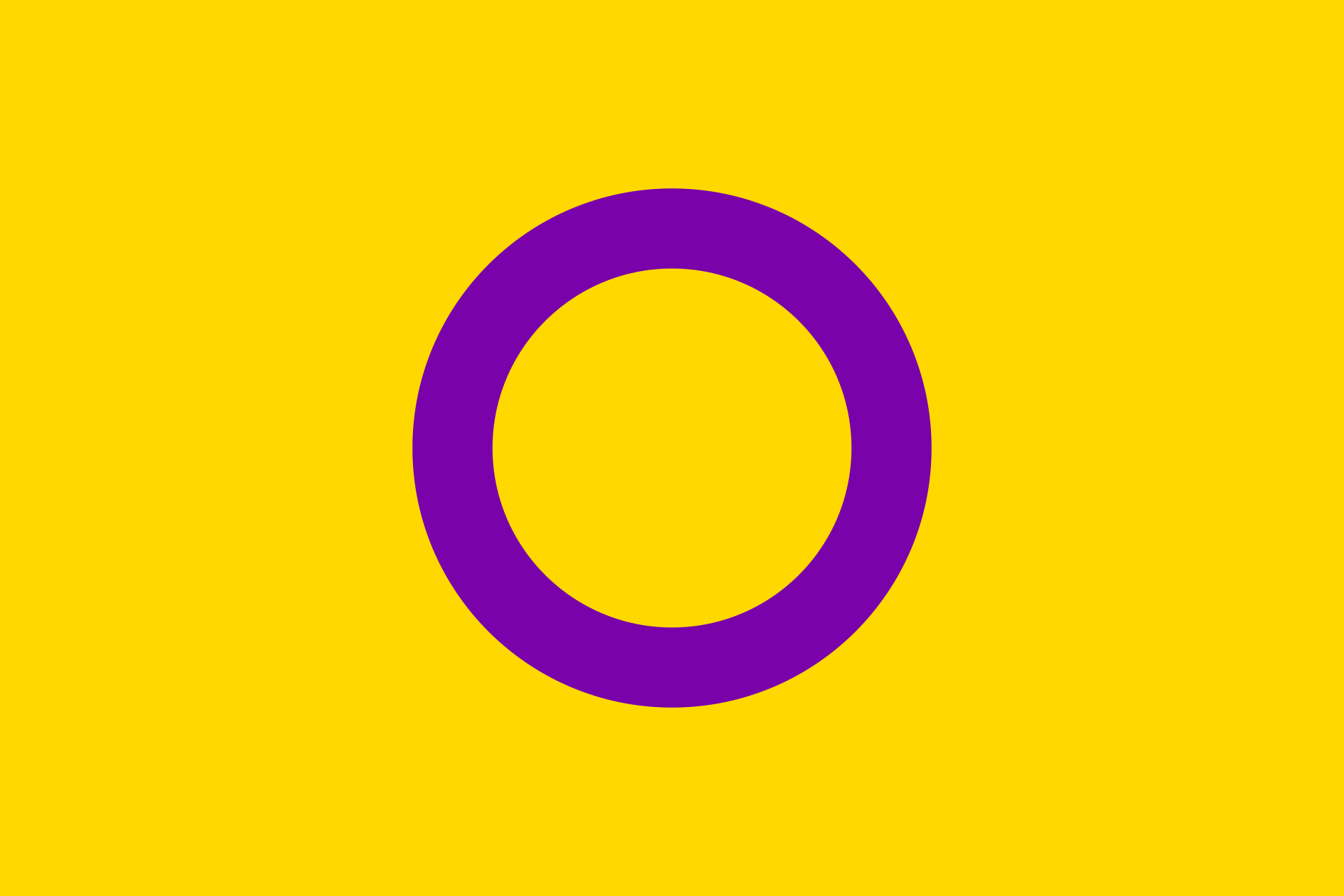 Círculo roxo sobre fundo amarelo, símbolo da bandeira intersexo